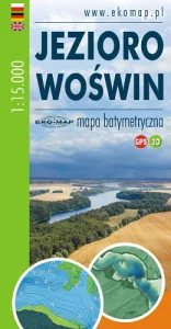 2019 MAPA BATYMETRYCZNA JEZIORO WOŚWIN 1:15.000 GPS 3D