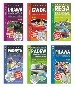 2021 BOX 6 MAP LAMINOWANYCH SZLAKI KAJAKOWE POMORZA ŚRODKOWEGO