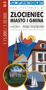 2015 MAPA TURYSTYCZNA ZŁOCIENIEC MIASTO I GMINA 1:50 000 3D GPS