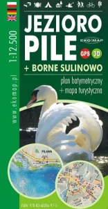 2016 JEZIORO PILE + BORNE SULINOWO PLAN BATYMETRYCZNY + MAPA TURYSTYCZNA GPS 3D